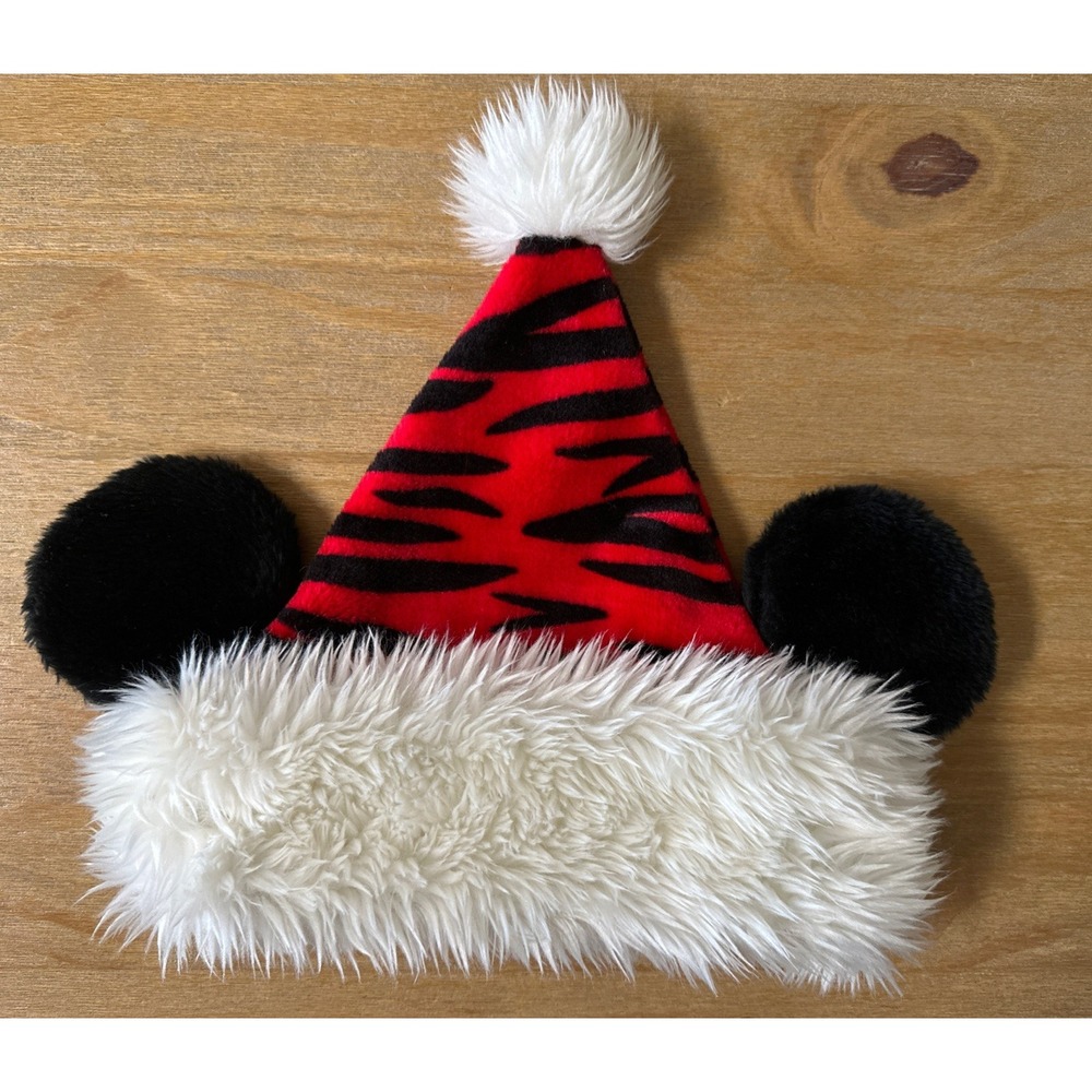 RARE Vintage Walt Disney World‎ Mickey Ears Santa Hat Zebra Animal Kingdom Youth